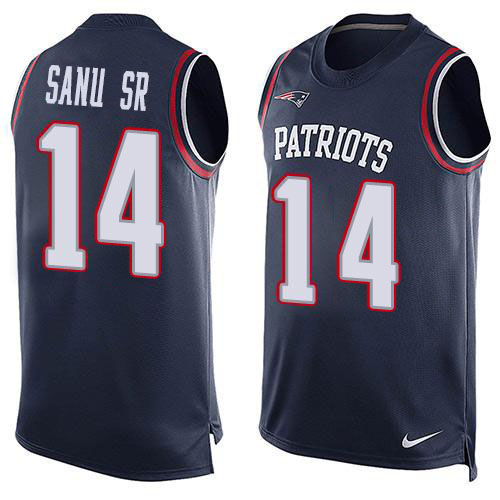 Nike Patriots #14 Mohamed Sanu Sr Navy Blue Team Color Men's Stitched NFL Limited Tank Top Jersey Nike Patriots #14 Mohamed Sanu Sr Navy Blue Team Color Men's Stitched NFL Limited Tank Top Jersey