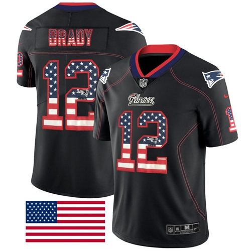 Nike Patriots #12 Tom Brady Black Men's Stitched NFL Limited Rush USA Flag Jersey Nike Patriots #12 Tom Brady Black Men's Stitched NFL Limited Rush USA Flag Jersey