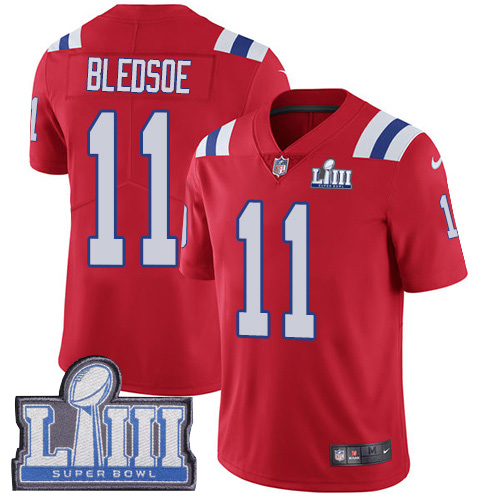 Nike Patriots #11 Drew Bledsoe Red Alternate Super Bowl LIII Bound Men's Stitched NFL Vapor Untouchable Limited Jersey Nike Patriots #11 Drew Bledsoe Red Alternate Super Bowl LIII Bound Men's Stitched NFL Vapor Untouchable Limited Jersey