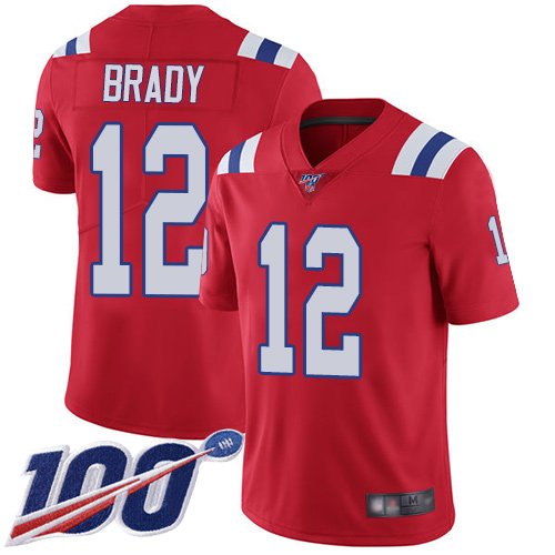 Nike Patriots #12 Tom Brady Red Alternate Men's Stitched NFL 100th Season Vapor Limited Jersey Nike Patriots #12 Tom Brady Red Alternate Men's Stitched NFL 100th Season Vapor Limited Jersey