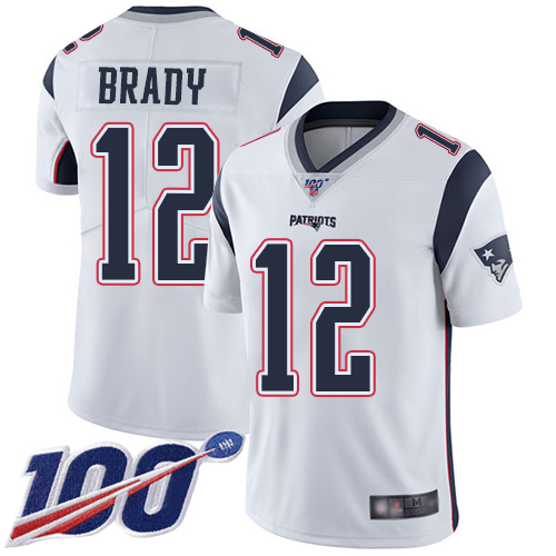 Nike Patriots #12 Tom Brady White Men's Stitched NFL 100th Season Vapor Limited Jersey Nike Patriots #12 Tom Brady White Men's Stitched NFL 100th Season Vapor Limited Jersey