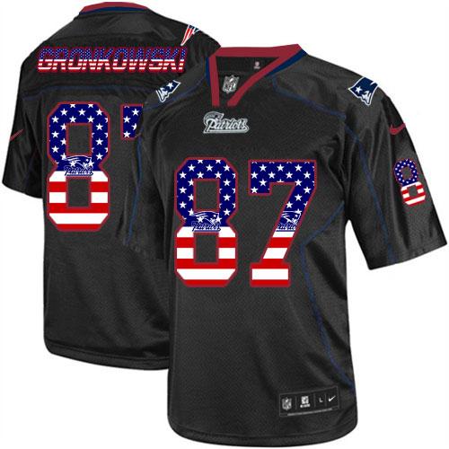 Nike Patriots #87 Rob Gronkowski Black Men's Stitched NFL Elite USA Flag Fashion Jersey Nike Patriots #87 Rob Gronkowski Black Men's Stitched NFL Elite USA Flag Fashion Jersey