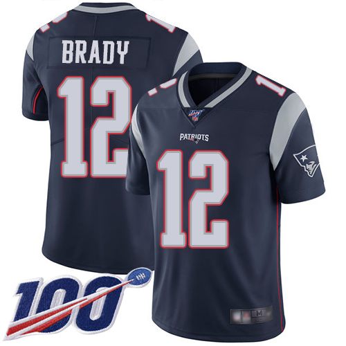 Nike Patriots #12 Tom Brady Navy Blue Team Color Men's Stitched NFL 100th Season Vapor Limited Jersey Nike Patriots #12 Tom Brady Navy Blue Team Color Men's Stitched NFL 100th Season Vapor Limited Jersey
