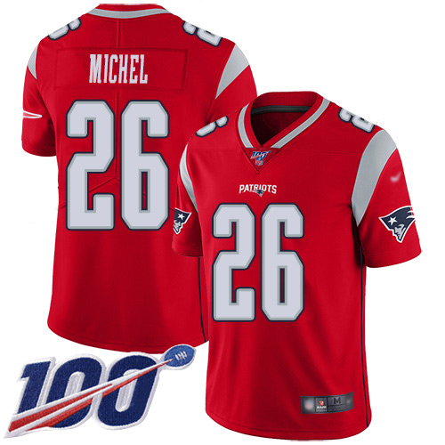 Nike Patriots #26 Sony Michel Red Men's Stitched NFL Limited Inverted Legend 100th Season Jersey Nike Patriots #26 Sony Michel Red Men's Stitched NFL Limited Inverted Legend 100th Season Jersey