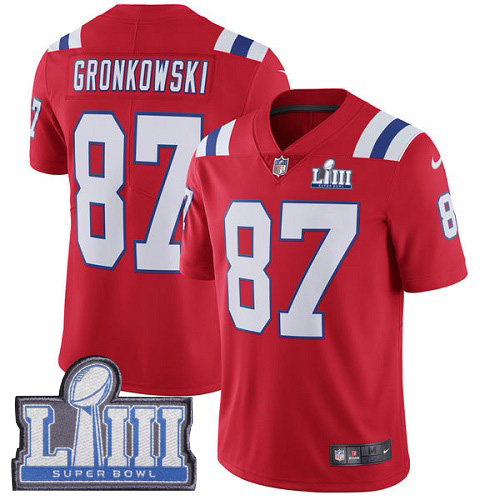 Nike Patriots #87 Rob Gronkowski Red Alternate Super Bowl LIII Bound Men's Stitched NFL Vapor Untouchable Limited Jersey Nike Patriots #87 Rob Gronkowski Red Alternate Super Bowl LIII Bound Men's Stitched NFL Vapor Untouchable Limited Jersey