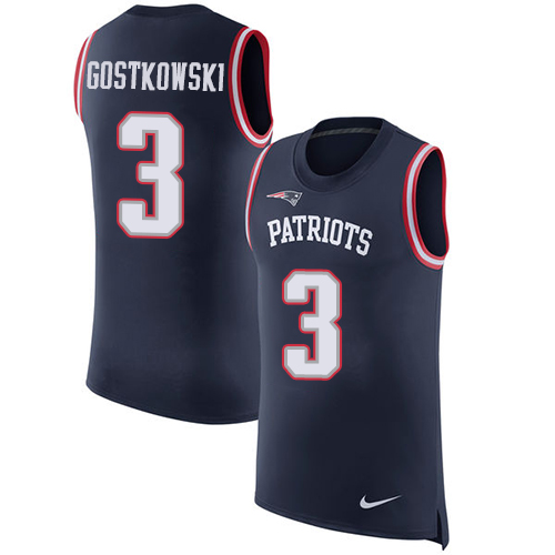 Nike Patriots #3 Stephen Gostkowski Navy Blue Team Color Men's Stitched NFL Limited Rush Tank Top Jersey Nike Patriots #3 Stephen Gostkowski Navy Blue Team Color Men's Stitched NFL Limited Rush Tank Top Jersey