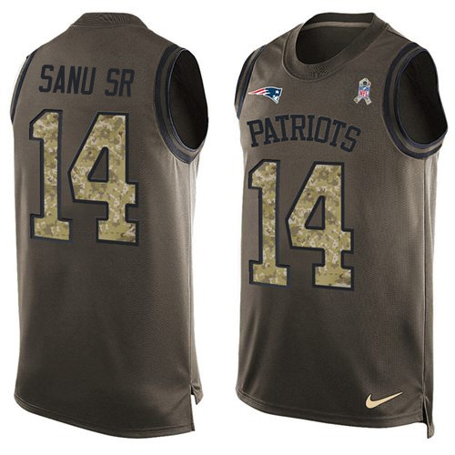 Nike Patriots #14 Mohamed Sanu Sr Green Men's Stitched NFL Limited Salute To Service Tank Top Jersey Nike Patriots #14 Mohamed Sanu Sr Green Men's Stitched NFL Limited Salute To Service Tank Top Jersey