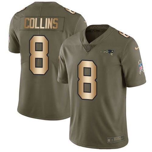 Nike Patriots #8 Jamie Collins Sr Olive/Gold Men's Stitched NFL Limited 2017 Salute To Service Jersey Nike Patriots #8 Jamie Collins Sr Olive/Gold Men's Stitched NFL Limited 2017 Salute To Service Jersey
