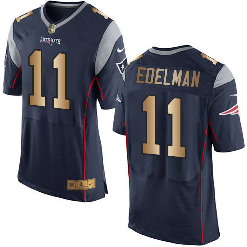 Nike Patriots #11 Julian Edelman Navy Blue Team Color Men's Stitched NFL New Elite Gold Jersey Nike Patriots #11 Julian Edelman Navy Blue Team Color Men's Stitched NFL New Elite Gold Jersey