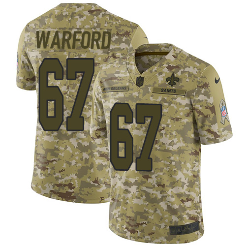 Nike Saints #67 Larry Warford Camo Men's Stitched NFL Limited 2018 Salute To Service Jersey Nike Saints #67 Larry Warford Camo Men's Stitched NFL Limited 2018 Salute To Service Jersey