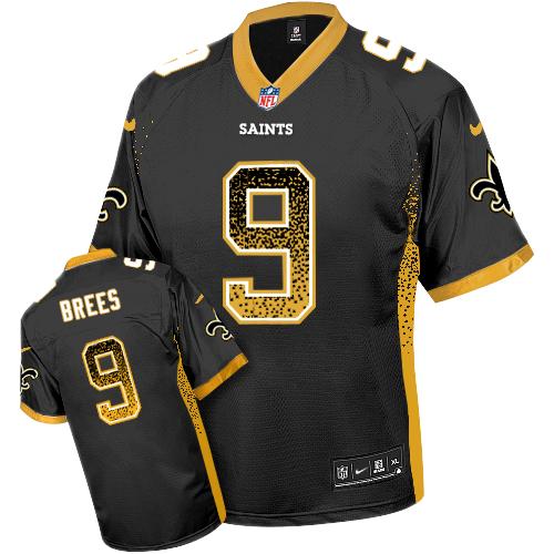 Nike Saints #9 Drew Brees Black Team Color Men's Stitched NFL Elite Drift Fashion Jersey Nike Saints #9 Drew Brees Black Team Color Men's Stitched NFL Elite Drift Fashion Jersey
