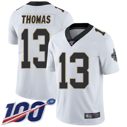 Nike Saints #13 Michael Thomas White Men's Stitched NFL 100th Season Vapor Limited Jersey Nike Saints #13 Michael Thomas White Men's Stitched NFL 100th Season Vapor Limited Jersey