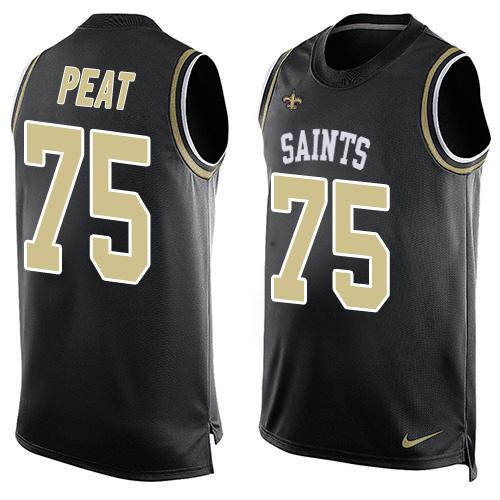 Nike Saints #75 Andrus Peat Black Team Color Men's Stitched NFL Limited Tank Top Jersey Nike Saints #75 Andrus Peat Black Team Color Men's Stitched NFL Limited Tank Top Jersey