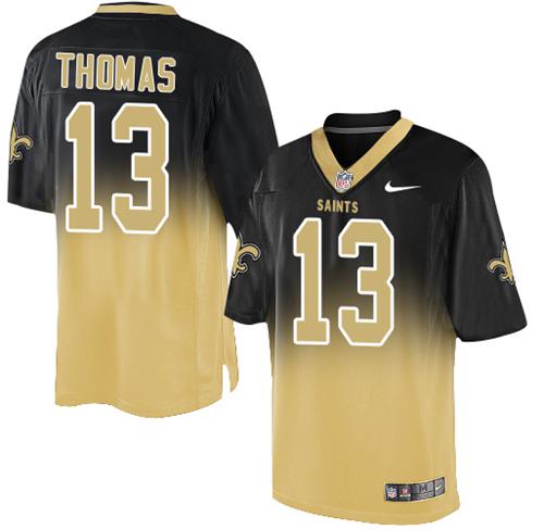 Nike Saints #13 Michael Thomas Black/Gold Men's Stitched NFL Elite Fadeaway Fashion Jersey Nike Saints #13 Michael Thomas Black/Gold Men's Stitched NFL Elite Fadeaway Fashion Jersey