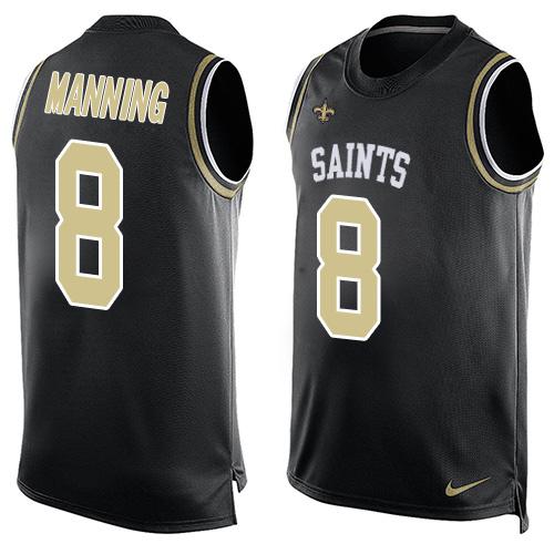 Nike Saints #8 Archie Manning Black Team Color Men's Stitched NFL Limited Tank Top Jersey Nike Saints #8 Archie Manning Black Team Color Men's Stitched NFL Limited Tank Top Jersey