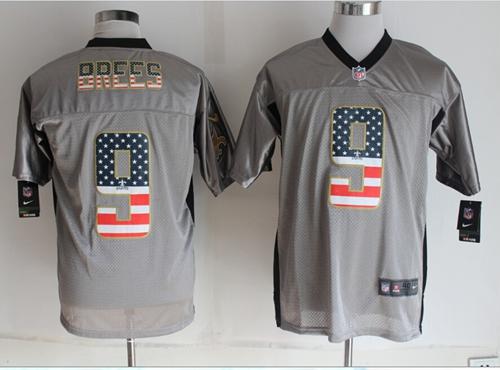 Nike Saints #9 Drew Brees Grey Men's Stitched NFL Elite USA Flag Fashion Jersey Nike Saints #9 Drew Brees Grey Men's Stitched NFL Elite USA Flag Fashion Jersey