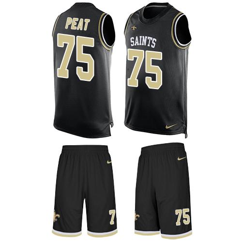 Nike Saints #75 Andrus Peat Black Team Color Men's Stitched NFL Limited Tank Top Suit Jersey Nike Saints #75 Andrus Peat Black Team Color Men's Stitched NFL Limited Tank Top Suit Jersey