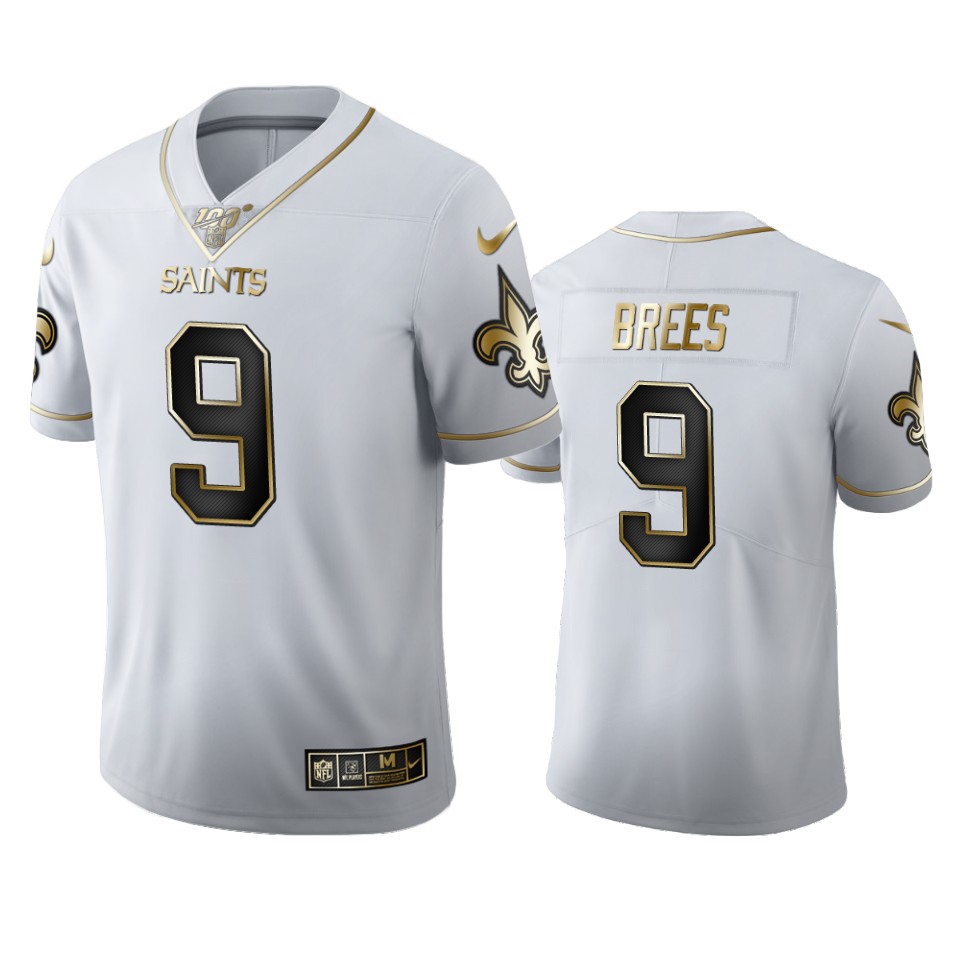 New Orleans Saints #9 Drew Brees Men's Nike White Golden Edition Vapor Limited NFL 100 Jersey New Orleans Saints #9 Drew Brees Men's Nike White Golden Edition Vapor Limited NFL 100 Jersey