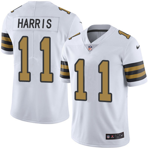 Nike Saints #11 Deonte Harris White Men's Stitched NFL Limited Rush Jersey Nike Saints #11 Deonte Harris White Men's Stitched NFL Limited Rush Jersey