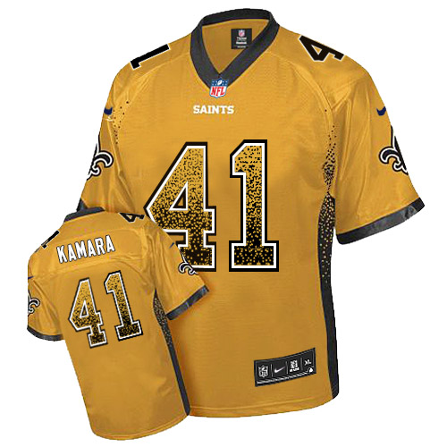 Nike Saints #41 Alvin Kamara Gold Men's Stitched NFL Elite Drift Fashion Jersey Nike Saints #41 Alvin Kamara Gold Men's Stitched NFL Elite Drift Fashion Jersey