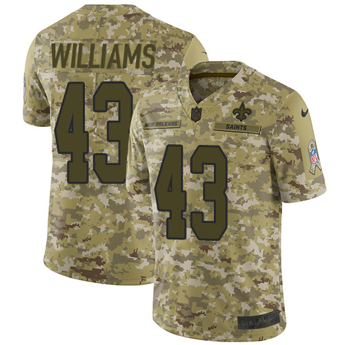 Nike Saints #43 Marcus Williams Camo Men's Stitched NFL Limited 2018 Salute To Service Jersey Nike Saints #43 Marcus Williams Camo Men's Stitched NFL Limited 2018 Salute To Service Jersey