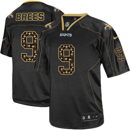 Nike Saints #9 Drew Brees New Lights Out Black Men's Stitched NFL Elite Jersey Nike Saints #9 Drew Brees New Lights Out Black Men's Stitched NFL Elite Jersey