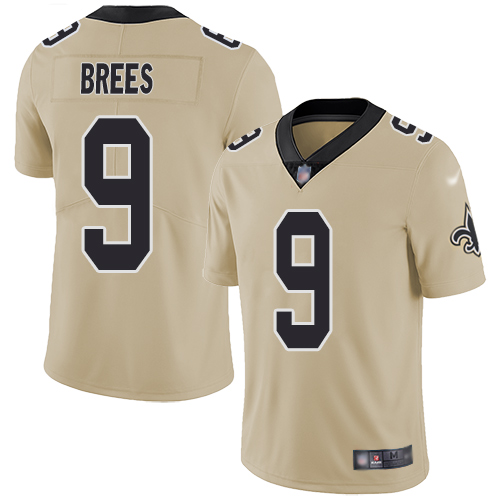 Nike Saints #9 Drew Brees Gold Men's Stitched NFL Limited Inverted Legend Jersey Nike Saints #9 Drew Brees Gold Men's Stitched NFL Limited Inverted Legend Jersey