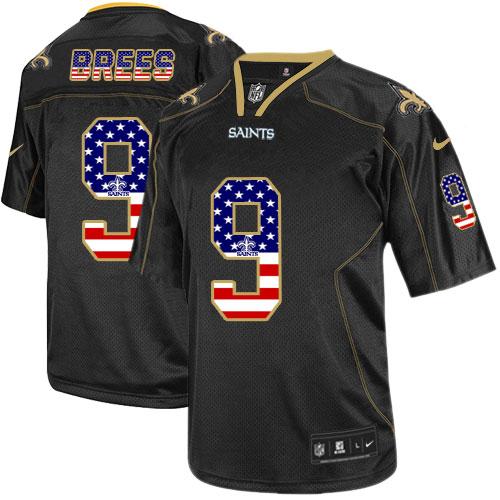 Nike Saints #9 Drew Brees Black Men's Stitched NFL Elite USA Flag Fashion Jersey Nike Saints #9 Drew Brees Black Men's Stitched NFL Elite USA Flag Fashion Jersey