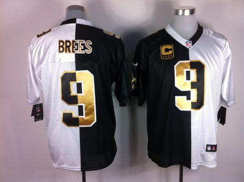 Nike Saints #9 Drew Brees White/Black Men's Stitched NFL Elite Split Jersey Nike Saints #9 Drew Brees White/Black Men's Stitched NFL Elite Split Jersey