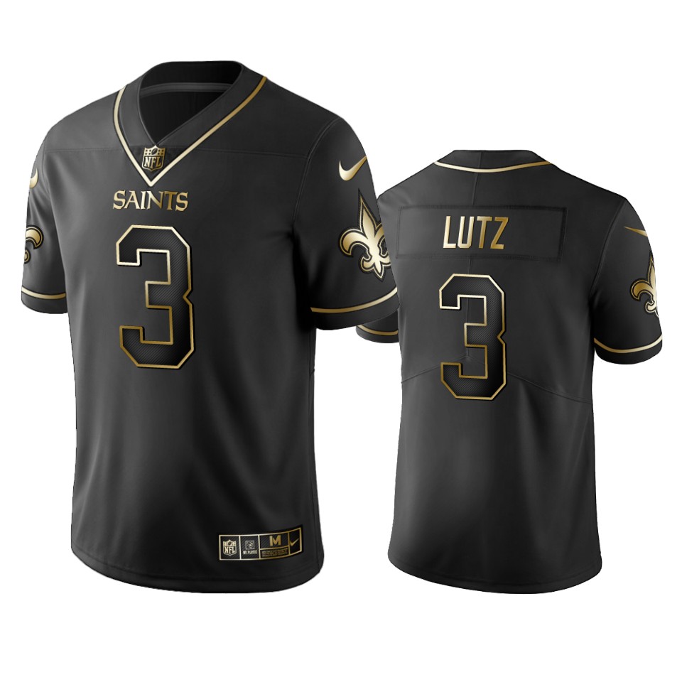 Saints #3 Wil Lutz Men's Stitched NFL Vapor Untouchable Limited Black Golden Jersey Saints #3 Wil Lutz Men's Stitched NFL Vapor Untouchable Limited Black Golden Jersey