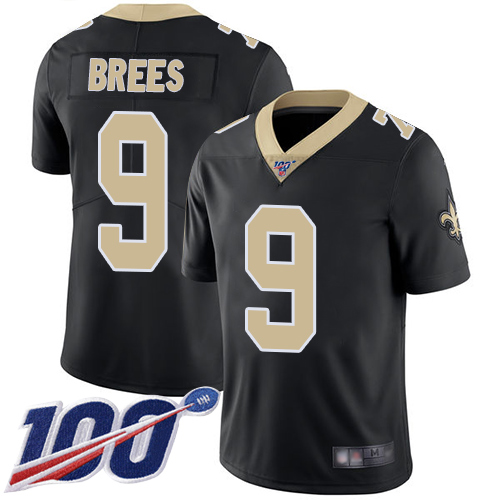 Nike Saints #9 Drew Brees Black Team Color Men's Stitched NFL 100th Season Vapor Limited Jersey Nike Saints #9 Drew Brees Black Team Color Men's Stitched NFL 100th Season Vapor Limited Jersey
