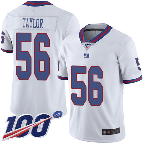 Nike Giants #56 Lawrence Taylor White Men's Stitched NFL Limited Rush 100th Season Jersey Nike Giants #56 Lawrence Taylor White Men's Stitched NFL Limited Rush 100th Season Jersey