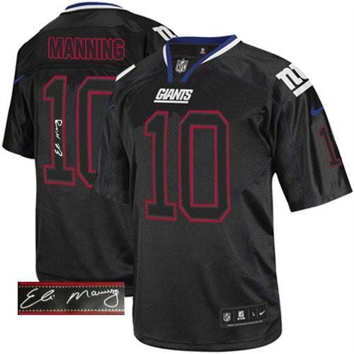 Nike Giants #10 Eli Manning Lights Out Black Men's Stitched NFL Elite Autographed Jersey Nike Giants #10 Eli Manning Lights Out Black Men's Stitched NFL Elite Autographed Jersey