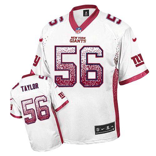 Nike Giants #56 Lawrence Taylor White Men's Stitched NFL Elite Drift Fashion Jersey Nike Giants #56 Lawrence Taylor White Men's Stitched NFL Elite Drift Fashion Jersey