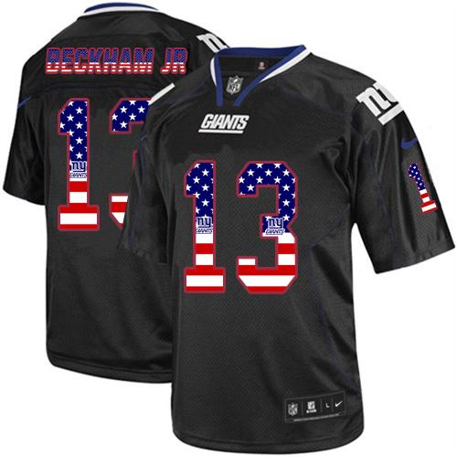 Nike Giants #13 Odell Beckham Jr Black Men's Stitched NFL Elite USA Flag Fashion Jersey Nike Giants #13 Odell Beckham Jr Black Men's Stitched NFL Elite USA Flag Fashion Jersey