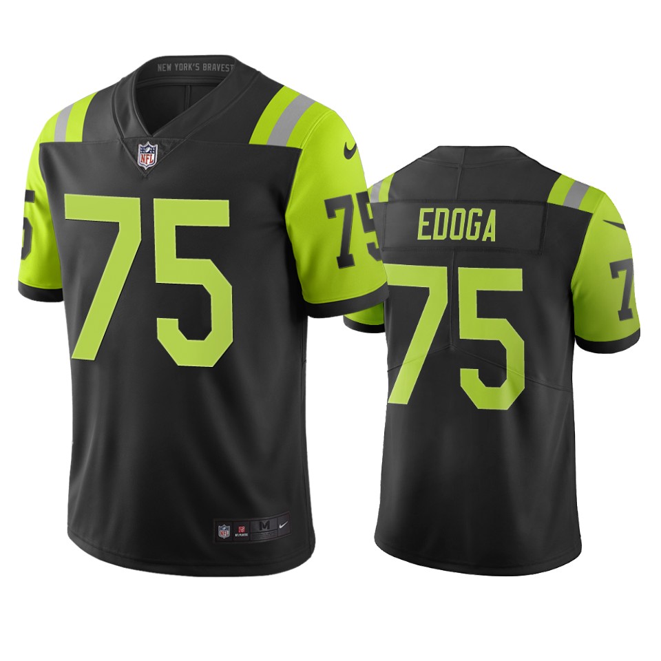 New York Jets #75 Chuma Edoga Black Green Vapor Limited City Edition NFL Jersey New York Jets #75 Chuma Edoga Black Green Vapor Limited City Edition NFL Jersey