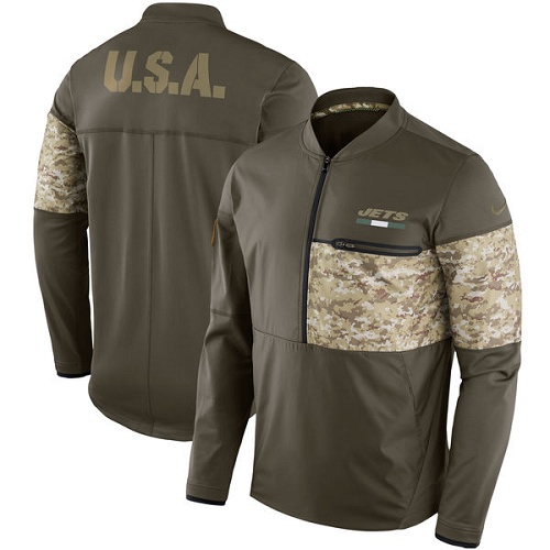 Men's New York Jets Nike Olive Salute to Service Sideline Hybrid Half-Zip Pullover Jacket Men's New York Jets Nike Olive Salute to Service Sideline Hybrid Half-Zip Pullover Jacket