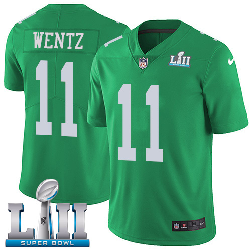 Nike Eagles #11 Carson Wentz Green Super Bowl LII Men's Stitched NFL Limited Rush Jersey Nike Eagles #11 Carson Wentz Green Super Bowl LII Men's Stitched NFL Limited Rush Jersey