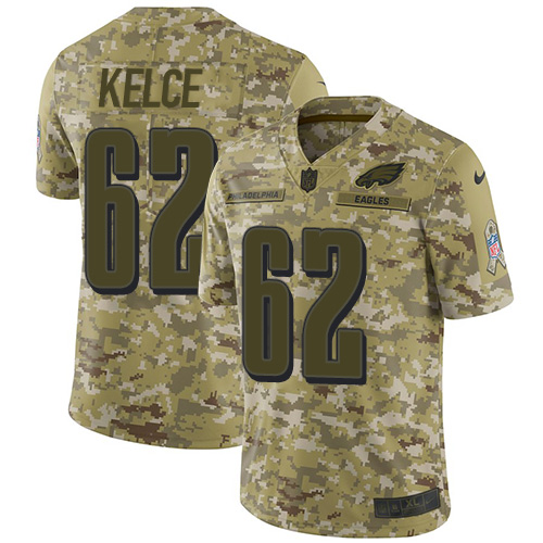 Nike Eagles #62 Jason Kelce Camo Men's Stitched NFL Limited 2018 Salute To Service Jersey Nike Eagles #62 Jason Kelce Camo Men's Stitched NFL Limited 2018 Salute To Service Jersey
