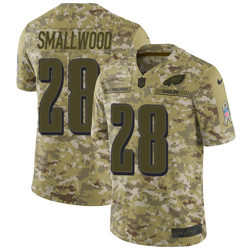 Nike Eagles #28 Wendell Smallwood Camo Men's Stitched NFL Limited 2018 Salute To Service Jersey Nike Eagles #28 Wendell Smallwood Camo Men's Stitched NFL Limited 2018 Salute To Service Jersey