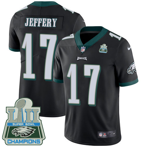 Nike Eagles #17 Alshon Jeffery Black Alternate Super Bowl LII Champions Men's Stitched NFL Vapor Untouchable Limited Jersey Nike Eagles #17 Alshon Jeffery Black Alternate Super Bowl LII Champions Men's Stitched NFL Vapor Untouchable Limited Jersey