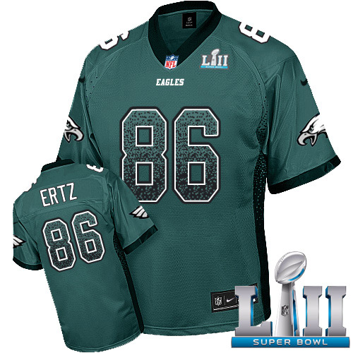 Nike Eagles #86 Zach Ertz Midnight Green Team Color Super Bowl LII Men's Stitched NFL Elite Drift Fashion Jersey Nike Eagles #86 Zach Ertz Midnight Green Team Color Super Bowl LII Men's Stitched NFL Elite Drift Fashion Jersey