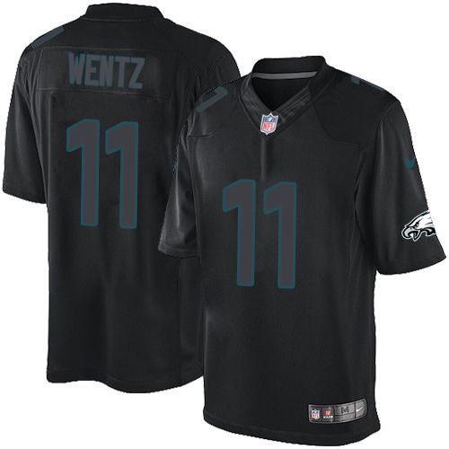 Nike Eagles #11 Carson Wentz Black Men's Stitched NFL Impact Limited Jersey Nike Eagles #11 Carson Wentz Black Men's Stitched NFL Impact Limited Jersey