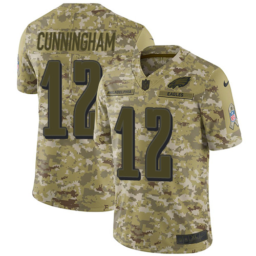 Nike Eagles #12 Randall Cunningham Camo Men's Stitched NFL Limited 2018 Salute To Service Jersey Nike Eagles #12 Randall Cunningham Camo Men's Stitched NFL Limited 2018 Salute To Service Jersey