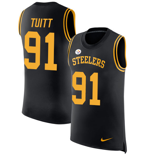 Nike Steelers #91 Stephon Tuitt Black Team Color Men's Stitched NFL Limited Rush Tank Top Jersey Nike Steelers #91 Stephon Tuitt Black Team Color Men's Stitched NFL Limited Rush Tank Top Jersey