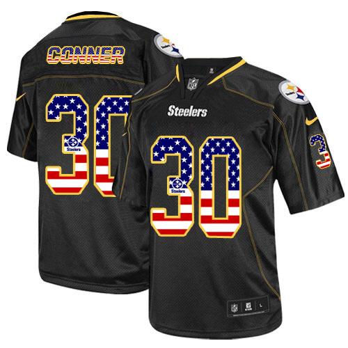 Nike Steelers #30 James Conner Black Men's Stitched NFL Elite USA Flag Fashion Jersey Nike Steelers #30 James Conner Black Men's Stitched NFL Elite USA Flag Fashion Jersey