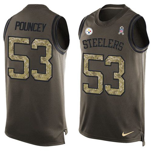 Nike Steelers #53 Maurkice Pouncey Green Men's Stitched NFL Limited Salute To Service Tank Top Jersey Nike Steelers #53 Maurkice Pouncey Green Men's Stitched NFL Limited Salute To Service Tank Top Jersey
