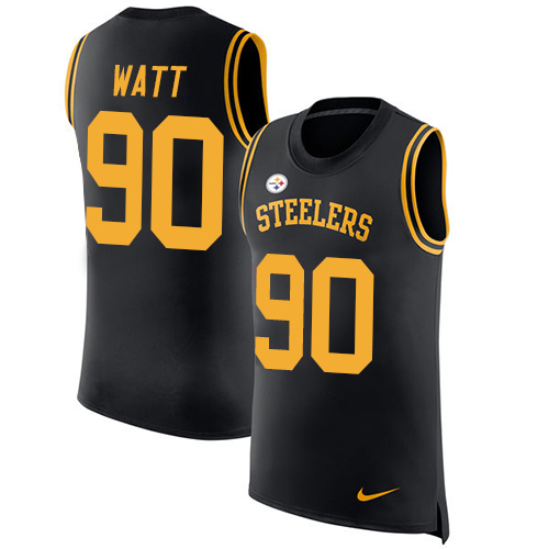 Nike Steelers #90 T. J. Watt Black Team Color Men's Stitched NFL Limited Rush Tank Top Jersey Nike Steelers #90 T. J. Watt Black Team Color Men's Stitched NFL Limited Rush Tank Top Jersey