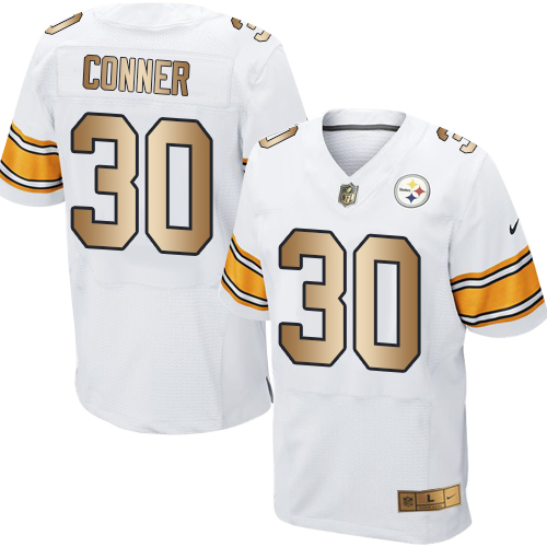 Nike Steelers #30 James Conner White Men's Stitched NFL Elite Gold Jersey Nike Steelers #30 James Conner White Men's Stitched NFL Elite Gold Jersey