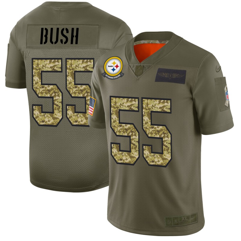 Pittsburgh Steelers #55 Devin Bush Men's Nike 2019 Olive Camo Salute To Service Limited NFL Jersey Pittsburgh Steelers #55 Devin Bush Men's Nike 2019 Olive Camo Salute To Service Limited NFL Jersey